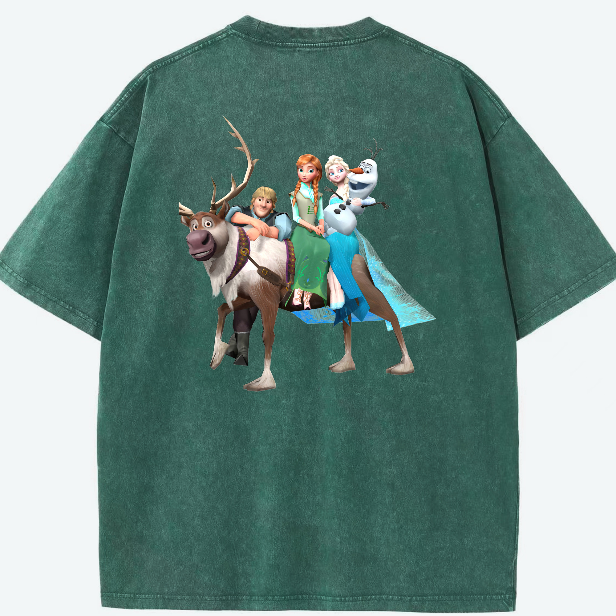 （画像用） アナと雪の女王 アンナ エルサ Frozen Anna Elsa 綿100% ヴィンテージ風 半袖Tシャツ（背面プリント）